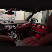 Nouveau panneau décoratif en fibre de carbone avec éclairage ambiant LED pour Porsche Cayenne 2018-2023, éclairage intérieur de voiture