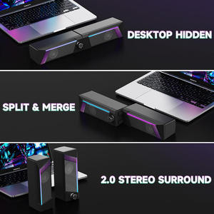 Haut-parleur numérique LED coloré, gadgets électroniques, caisson de basses USB pour ordinateur de bureau, barre de son pour ordinateur portable, haut-parleurs filaires RGB sans fil pour ordinateur - Product Image 2