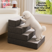 Escalier pour chien triangulaire de luxe en mousse à mémoire de forme et coton, marches souples pour animaux de compagnie, housse amovible et lavable pour lit ou canapé surélevé