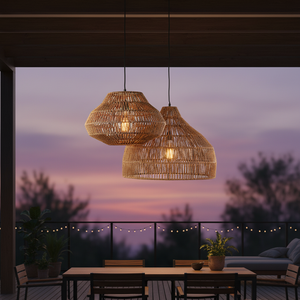 Lampada a Sospensione LED Moderna da Interno, Lampadario in Rattan Intrecciato a Forma di Nido d'Uccello, Illuminazione per Camera da Letto - Product Image 1