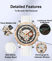 Reloj de cuarzo REWARD para hombre, relojes de banda de goma de aleación a la moda para uso diario, esfera 3D, calendario, reloj de tiempo resistente al agua