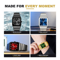Montre homme SKMEI 9413 au design simple, en acier inoxydable, à quartz, étanche, avec date, élégante, pour le travail et la mode