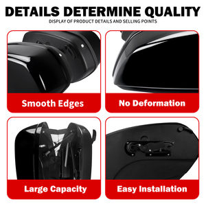 Sacoches rigides pour moto, sacoches latérales étendues, noir brillant ABS, rangement pour Harley Street Bob FXBBS Softail Standard 2018-2024 - Product Image 5