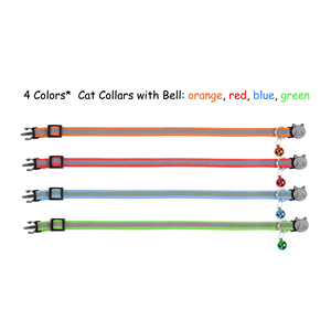 Upgraded Version Reflective Cat Collar Cat Head Buckle Breakaway Adjustable <b>Light</b> Nylon Striped Cat <b>Dog</b> Pet Collar With Bell - Product Image 2
