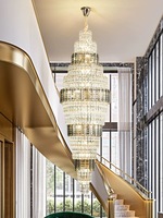 Lustre moderne en cristal LED, lampe suspendue de luxe, grande suspension lumineuse ronde pour entrée et hall