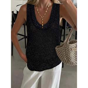 Gilet en maille sans manches doré métallisé, tailles XXS à M, haut de mode féminin - Product Image 6