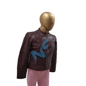 Women's Maroon Sheep Skin Genuine Knitted Biker Racer <b>Jacket</b> Slim Fit Lightweight Quilted Waist Padded Shoulders Cotton Lining - Product Image 2