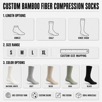 Chaussettes de compression personnalisées en fibre de bambou, respirantes, douces, pour usage quotidien, soutien OEM, vente en gros, conception gratuite, couleurs personnalisées
