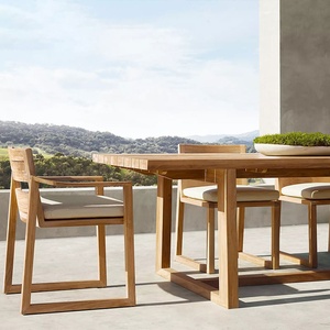 Ensemble table et chaises de jardin nordique en teck massif pour balcon et cour, mobilier d'extérieur décontracté et imperméable - Product Image 1