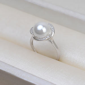 Bague ouverte en argent S925 pour femme avec perle réglable de 9 mm, support d'accessoires DIY, taille 195, bagues à perles - Product Image 3