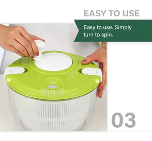 Ensembles de saladiers rotatifs d'intérieur en acier inoxydable blanc avec essoreuse à salade en plastique, promotionnels pour la vente en gros - Product Image 5