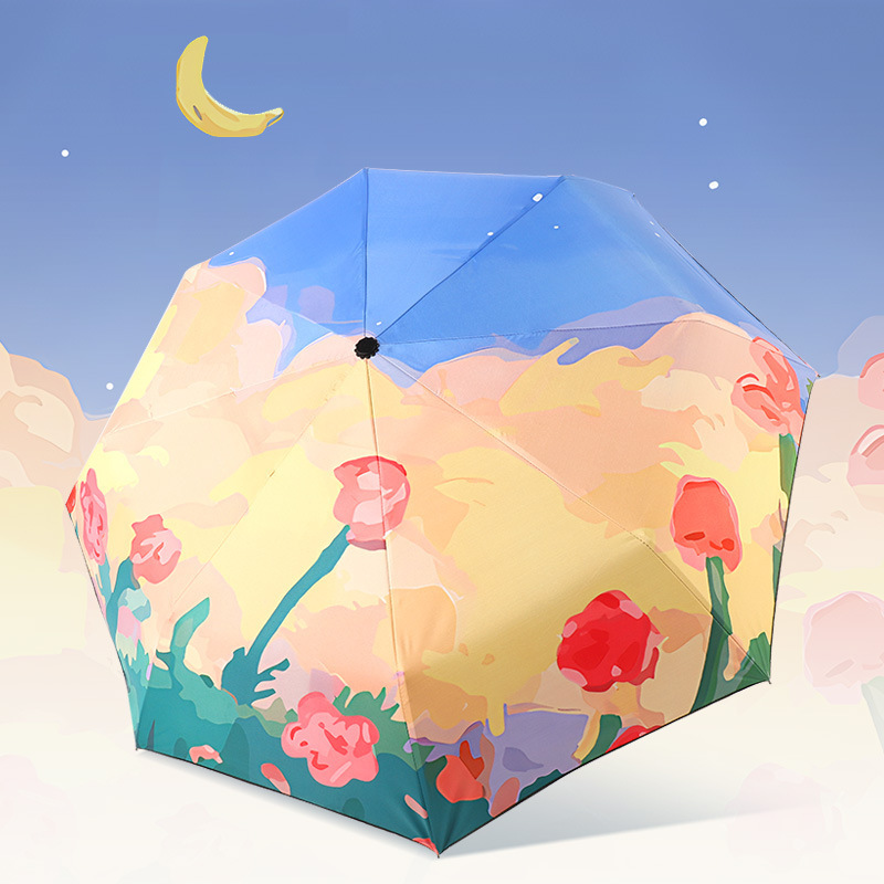 [Dibujos animados] Rosa iluminada por la luna, automática, plegable en tres