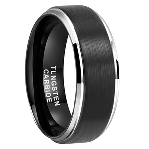Bán Buôn Hai Tone Màu Đen Tungsten Nhẫn Phụ Nữ Người Đàn Ông Chất Lượng Cao Thời Trang Đơn Giản Nhẫn Engagement Wedding Ban Nhạc - Product Image 2
