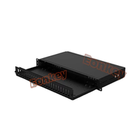 8 12 24 48 Port Panel Patch serat optik 1U 19 inci dudukan rak LC SC peralatan lengkap Din rel serat geser Panel Patch