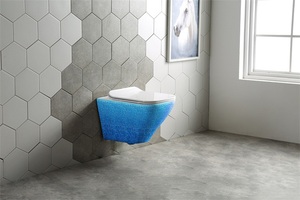 ไร้ขอบชุบทองติดผนังสีห้องน้ำชามพอร์ซเลนเซรามิกแขวนผนังห้องน้ำ - Product Image 2