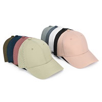Casquette de baseball sportive unisexe perforée, structurée à 6 panneaux, en polyester de haute qualité, avec trous découpés au laser, respirante, personnalisable avec logo
