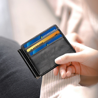 Grosir dompet penyimpan kartu kulit asli pria mewah dompet kulit tahan guncangan Logo ritsleting mode Vintage merek terkenal
