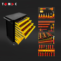 TOMAC Pro Armoire à outils isolée VDE Unité mobile à 7 tiroirs avec ensemble d'outils VDE de qualité supérieure de 95 pièces pour électriciens et techniciens