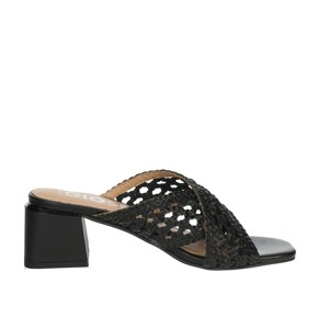 Nero Clarcona tacco alto pantofole Open Toe quadrato sottile tacco a punta in pizzo materiale superiore PU 8cm moda tendenza Slip-On - Product Image 4