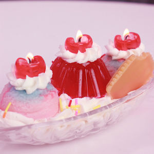 I046 Bougie parfumée en forme de <span class=keywords><strong>bateau</strong></span>, bougie pudding glacé d'été, bougies colorées attrayantes, petites bougies exquises - Product Image 1