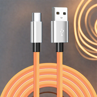 Câble de données de charge rapide personnalisé avec logo, orange, imitation gel de silice, USB A vers Type C pour téléphone
