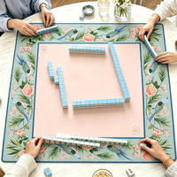 Tapis de Mahjong Américain Carré Pliable Anti-Plis en Caoutchouc Écologique, Esthétique Chinoiserie, Design Personnalisé pour le Divertissement