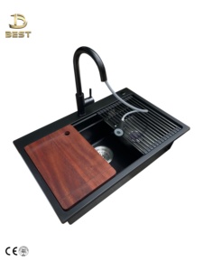 Fregadero de cocina comercial de lujo moderno, tazón Individual caliente, mármol de cuarzo bajo encimera, un agujero con grifo - Product Image 2