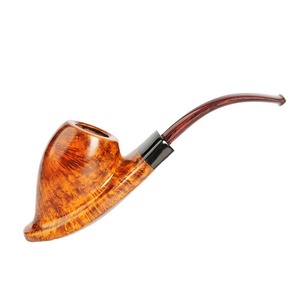 MUXIANG Handmade Briarwood Smoking Pipes Bent Type Vulcanized Rubber Mouthpiece Wooden Tobacco Pipe Accessory - Product Image 5