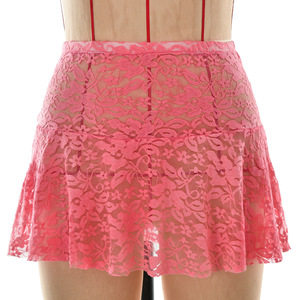 <b>Elastic</b> Waist <b>Lace</b> See Through Mini Skirt Solid Color Casual Street Style Women's Skirt - Product Image 5