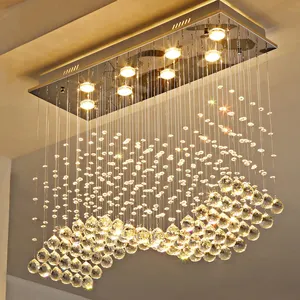 Luminária suspensa de cristal grande, lustre de gota de chuva personalizável, moderno, para banquete nórdico, hotel e lobby