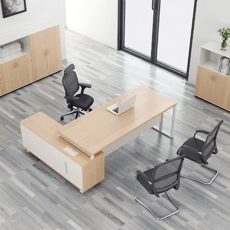 कार्यालय की मेज आधुनिक कार्यालय फर्नीचर आधुनिक धातु आधार एल आकार कार्यकारी प्रबंधक बॉस सीईओ डेस्क स्टील फ्रेम कार्यालय की मेज