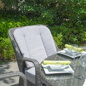 Nhà hàng sang trọng Đồ nội thất ngoài trời bàn ăn mây ghế vườn với bàn tròn Patio 6 chỗ ngồi <span class=keywords><strong>wicker</strong></span> cao trở lại ghế ăn - Product Image 4