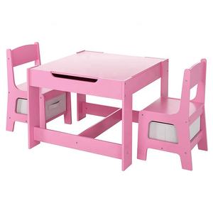 Table de peinture en bois massif rose pour filles, ensemble Table et chaise pour enfants, bureau d'activité pour enfants, table de jeu bleu solide pour garçons, vente en gros - Product Image 1