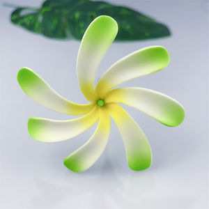 Tiare Flor de espuma con perla gris, 8cm Ear Flower Hair Pick / Tahitian Gardenia, Pinwheel Tiare Hawaiian Hula Dance Flowers - Product Image 2