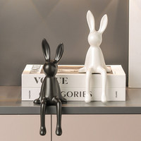 Ornement de table en céramique de luxe, moderne et minimaliste, en forme de lapin – Esthétique premium stabilisatrice d'humeur pour le salon