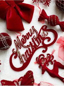 Ensemble de pendentifs de Noël de luxe nordique, ornements en peluche flocon de neige rouge et cerf pour la décoration de l'arbre de Noël, fournitures de décoration en gros - Product Image 5