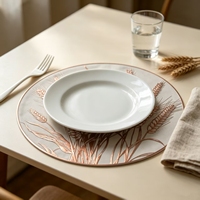 Herbst-Ernte Weizenähren-Design PVC Rechteckiges Tischset 38cm Durchmesser Umweltfreundlich Langlebig Warmes Bepflanztes Saison-Thema