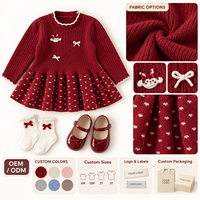 Ensemble pull côtelé bordeaux à nœud et jupe à motif cœur pour petites filles, vente en gros, OEM, ODM, étiquette privée, faible MOQ