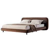 Lit capitonné de luxe en tissu, style minimaliste, avec large tête de lit, pour chambre de villa moderne, Grands Furniture Espagne