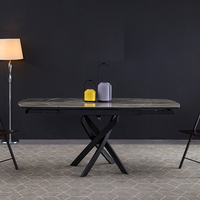 De luxe en céramique marbre table à manger extensible ensemble avec chaise