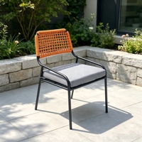 Chaise de jardin simple pour hôtel, mobilier de loisirs, série de meubles de patio, chaise en corde tressée orange moderne pour la maison et l'hôtel