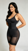 Body sculptant intégral pour femme en fibre de polyamide, respirant, avec rembourrage boutonné, maintien ferme, bretelles réglables, serre-taille et effet galbant fessier