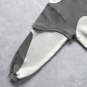 Yingling personnalisé recadrée sweats à capuche 500Gsm poids lourd 3D patchs de broderie coton couleur-blocage conception pour hommes - Product Image 4