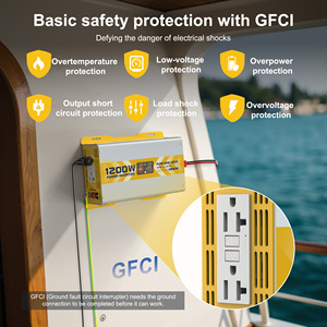 Tinh khiết Sine Wave <span class=keywords><strong>Inverter</strong></span> 1200 Wát 12V/24V DC để 110V/120V AC năng lượng mặt trời tương thích biểu tượng tùy chỉnh cho RV biến tần - Product Image 3