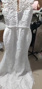 S8291F Customize Cap Sleeve Plus Size African With Detachable Skirtv Pearl Beaded Wedding Dress - Product Image 4