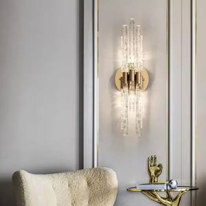 Copper Wall <b>Sconce</b> <b>Lights</b> Bedside Decor Porch Corridor Modern Creative Crystal Led Wall Lamp - Product Image 2