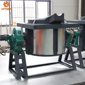 HTGP hydraulic tilting industrial machine casting brass smelting scrap copper aluminum igbt induction melting furnace for sale