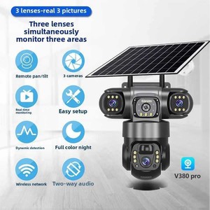 Système de vidéosurveillance V380 Triple-View 4G à énergie solaire, 3 mégapixels, caméra domestique à faible consommation d'énergie, triple objectif, best-seller - Product Image 4