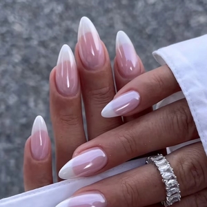 <span class=keywords><strong>Uñas</strong></span> Postizas Acrílicas con Decoración de Perlas y Diamantes de Imitación Estilo Francés, Diseño Simple de Almendra, para Regalo - Product Image 6