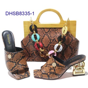 Zapatos africanos de tacón alto de alta calidad para mujer, bolso de mano de madera a juego para fiesta, novedad - Product Image 2